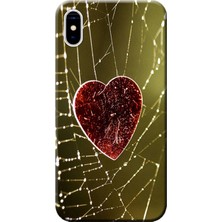 Hesaplı Dünya Apple iPhone XS Kılıf Kalp Baskılı Esnek TPU Silikon