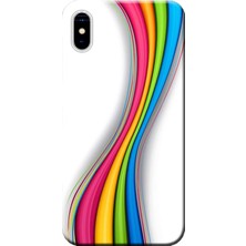 Hesaplı Dünya Apple iPhone XS Kılıf Renk Dalgası Baskılı Esnek TPU Silikon