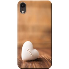 Hesaplı Dünya Apple iPhone XR Kılıf Beyaz Kalp Baskılı Esnek TPU Silikon