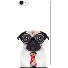 Hesaplı Dünya Apple iPhone 7 Kılıf Gözlüklü Pug Baskılı Esnek TPU Silikon