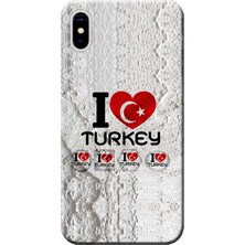 Hesaplı Dünya iPhone Xs Max Kılıf I Love Turkey Baskılı Esnek Tpu SILIKON5875