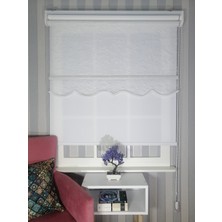 Serin Home Collection Çiçek Desen Yeni Sezon Çiftli Mekanizma Stor Tül ve Güneşlik