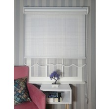 Serin Home Collection Kare Desen Yeni Sezon Çiftli Mekanizma Stor Tül ve Güneşlik