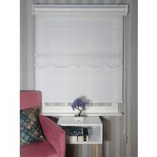 Serin Home Collection Kare Desen Yeni Sezon Çiftli Mekanizma Stor Tül ve Güneşlik