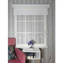 Serin Home Collection Kare Desen Yeni Sezon Çiftli Mekanizma Stor Tül ve Güneşlik
