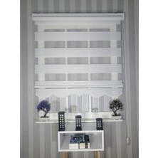 Serin Home Collection Beyaz Geniş Plise Gümüş Simli  Yeni Sezon Zebra Stor Perde