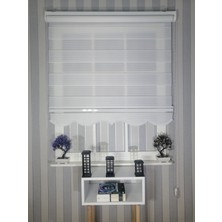 Serin Home Collection Beyaz Geniş Plise Gümüş Simli  Yeni Sezon Zebra Stor Perde