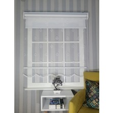 Serin Home Collection Küçük Damaks Desen Yeni Sezon Çiftli Mekanizma Stor Tül ve Güneşlik