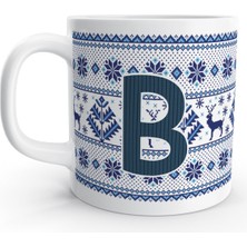 Rock'n Fox B Harfi Kış Nostaljisi Yılbaşı Noel Örgü Tasarım  Harfli Kupa Bardak