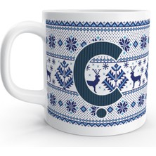 Rock'n Fox Ç Harfi Kış Nostaljisi Yılbaşı Noel Örgü Tasarım  Harfli Kupa Bardak