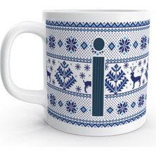 Rock'n Fox I Harfi Kış Nostaljisi Yılbaşı Noel Örgü Tasarım  Harfli Kupa Bardak