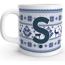 Rock'n Fox Ş Harfi Kış Nostaljisi Yılbaşı Noel Örgü Tasarım  Harfli Kupa Bardak