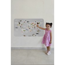 Harita Sepeti Eğitici Dünya Haritası Dünya Atlası Çocuk ve Bebek Odası Duvar Sticker 3790