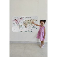 Harita Sepeti Eğitici ve Bayraklı Dünya Haritası Dünya Atlası Çocuk ve Bebek Odası Duvar Sticker 