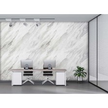 Özel Duvarlar Gri Beyaz Mermer Desenli Duvar Kağıdı