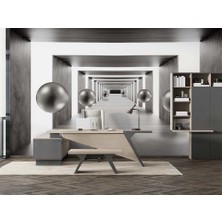 Özel Duvarlar 3D Derin Tünel ve Metal Toplar Duvar Kağıdı