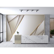 Özel Duvarlar Krem Gold Geometrik Desenli Duvar Kağıdı
