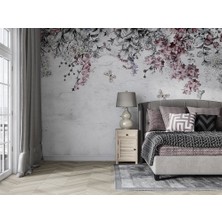 Özel Duvarlar Çiçekler Yapraklar ve Kelebekler Duvar Kağıdı