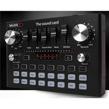 Midex MS9 Stüdyo Kayıt Ses Kartı Efektli Radyo Mikseri (Telefon ve PC Podcast Radyo Canlı Yayın)