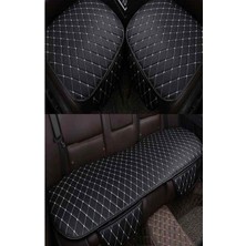 Tegin Honda Civic Fd 2006-2011 Sedan Ön ve Arka Koltuk Minderi Siyah Deri Beyaz Desen