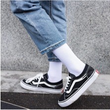 Çorap Dünyam Unisex Beyaz Çizgisiz Pamuklu Kolej Tenis Çorap 6' Lı Paket