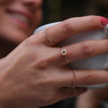 By Golden House Burgu ve Kutup Yıldızı Kombin Yüzük