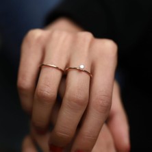 By Golden House Tek Incili Kombin Yüzük