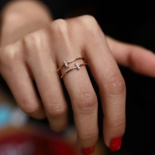 By Golden House Taşlı Iki Sıra Yüzük