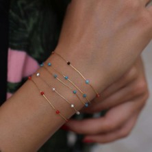 By Golden House Italyan Renkli Taşlı Bileklik