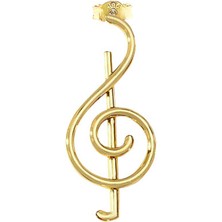 14k Altın Tek Sol Anahtarı Müzik Küpe