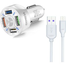 Zuidid Araç Hızlı Şarj 4 USB 7 A Çoklu Hızlı Şarj +  3 A Hızlı Şarj Kablosu - Type C