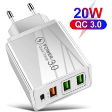 Zuidid Hızlı Şarj PD20W + Qc3.0 USB + 2.4A Çift USB Çoklu Şarj + 3 A Hızlı Şarj Kablosu - Type C