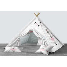 instababyrooms Dijital Baskılı Kızıldereli Mindersiz Çocuk Odası Oyun Çadırı Model 010