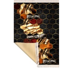 Bazaar Forum Bazaarforum Dekoratif Saçaklı Mermer Desen Yeni Model Pvc Deri Kaymaz Taban Dijital Baskı Halı CK-515 80X140CM