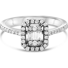 Pırlanta Baget Taşlı Yüzük 30-40