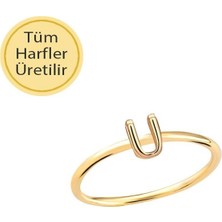 14 Ayar Altın Ü Harfli Yüzük