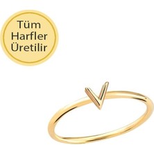 14 Ayar Altın V Harfli Yüzük