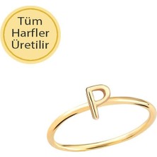 14 Ayar Altın P Harfli Yüzük