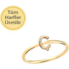 Engingold 14 Ayar Altın Ç Harfli Yüzük