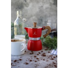 Black Goat 3 Cup Moka Pot -  Kırmızı