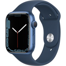 Apple Watch Seri 7 Gps, 45MM Mavi Alüminyum Kasa ve Mavi Spor Kordon - Regular MKN83TU/A