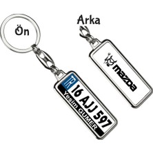 Hediye Zengini Kişiye Özel Plaka Metal Anahtarlık | Mazda Çatallı Logo