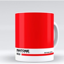 BK Kişiye Özel Isimli Pantone Red Beyaz Kupa Bardak