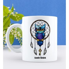 Kişiye Özel Baykuş Tasarımlı Beyaz Kupa Bardak-3