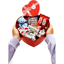 Hediye Kombini Kırmızı Kutuda Sevgiliye Romantik Doğum Günü Yıldönümü Hediyesi El Boyaması