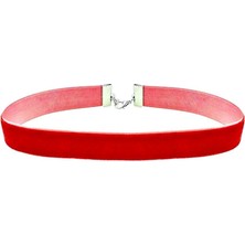 BijuStore Kırmızı Renk Kadın Kadife Choker Kolye
