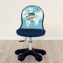 Popcorn Kids World Map Erkek Çalışma Sandalyesi (8-14 Yaş)