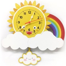 Cajuart Sallanan Sarkaçlı Ahşap Bulut Çocuk Odası Duvar Saati