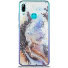 Case World Caseworld Huawei Y7 2019 Kapak Mermer Desenli Pop Socketli Silikon Kılıf - Mor