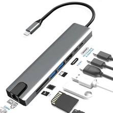 Flagen Type-C 8 In 1 Ethernet SD USB HDMI Çoğaltıcı Hub